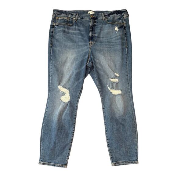 Good American Good Legs Distressed Women’s Plus Sized 26 Crop‎ Ankle Jeans - Picture 1 of 8